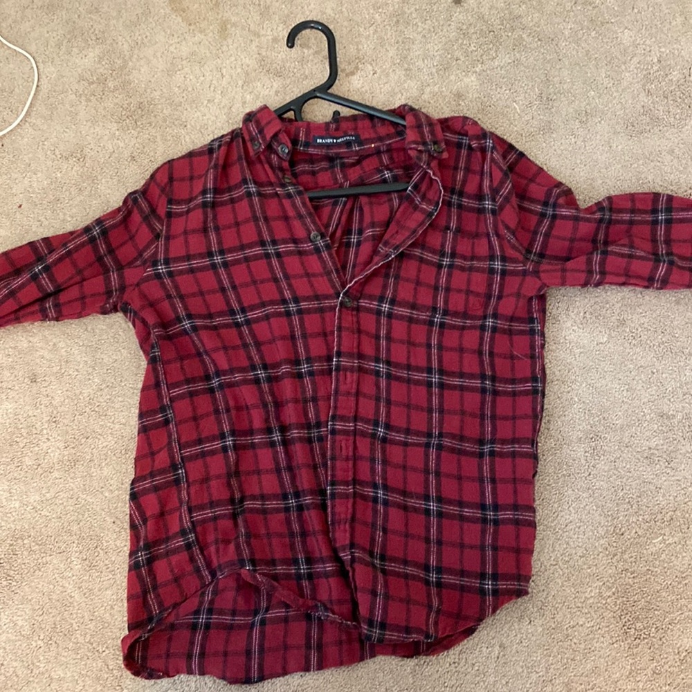 Red and black checked flannel shirt
